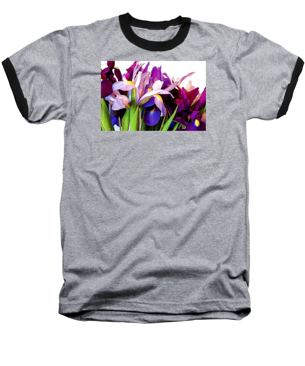 Iris Baseball T-Shirt featuring the photograph Iris Bouquet by Janis Senungetuk