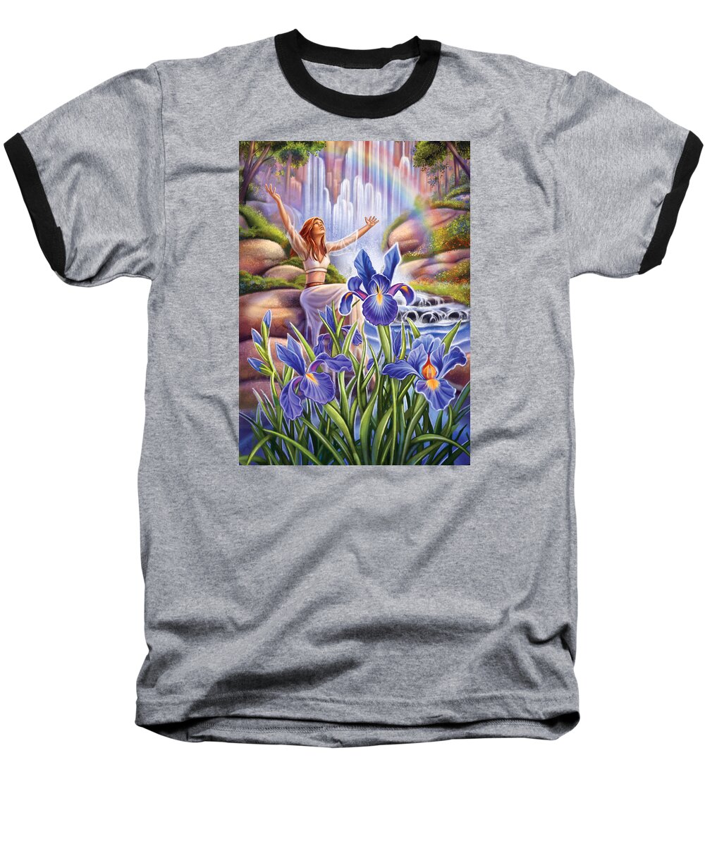 Iris Baseball T-Shirt featuring the painting Iris - Fine Tune by Anne Wertheim