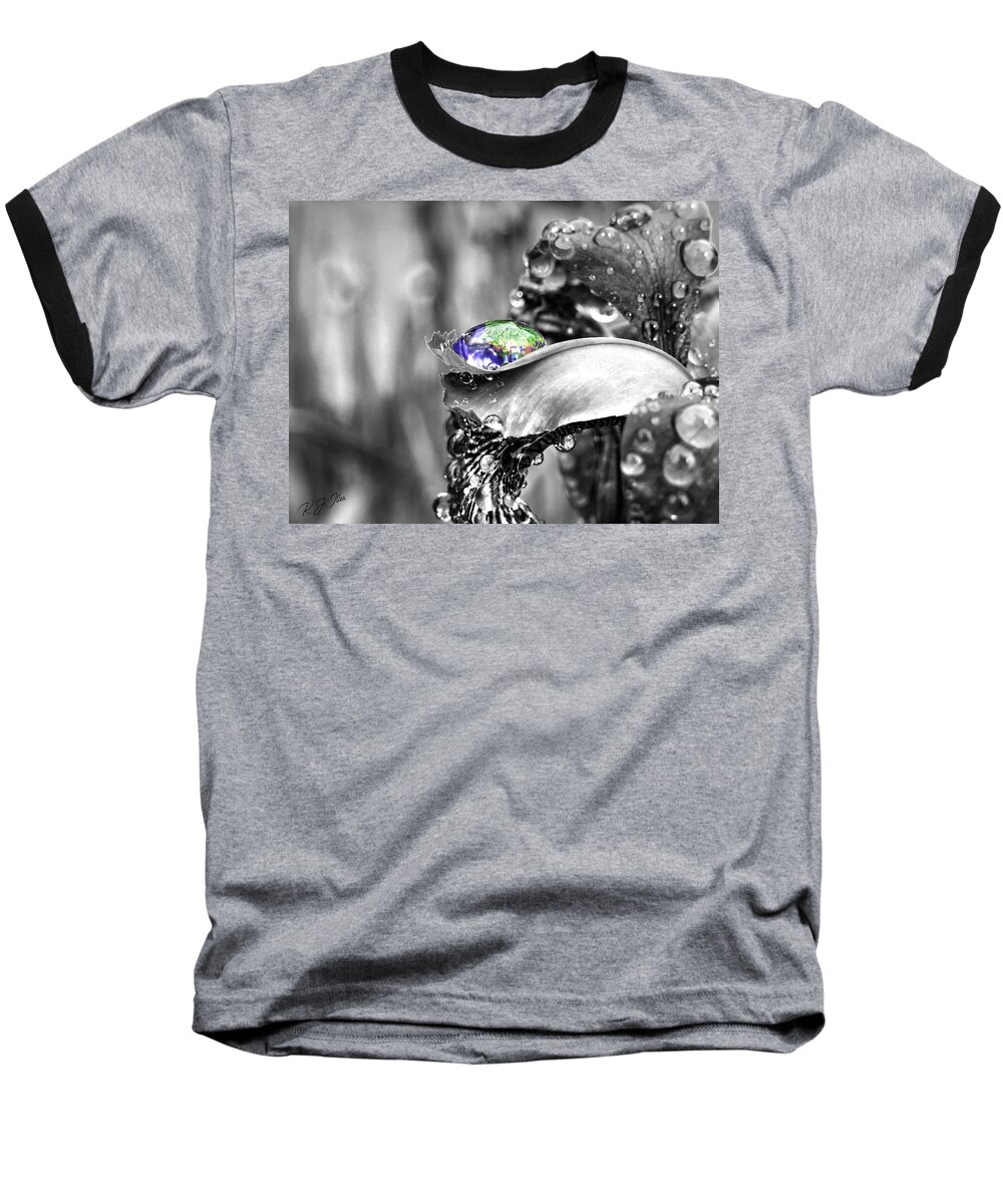Iris Baseball T-Shirt featuring the digital art Iris In Black And Color by Kathleen Illes