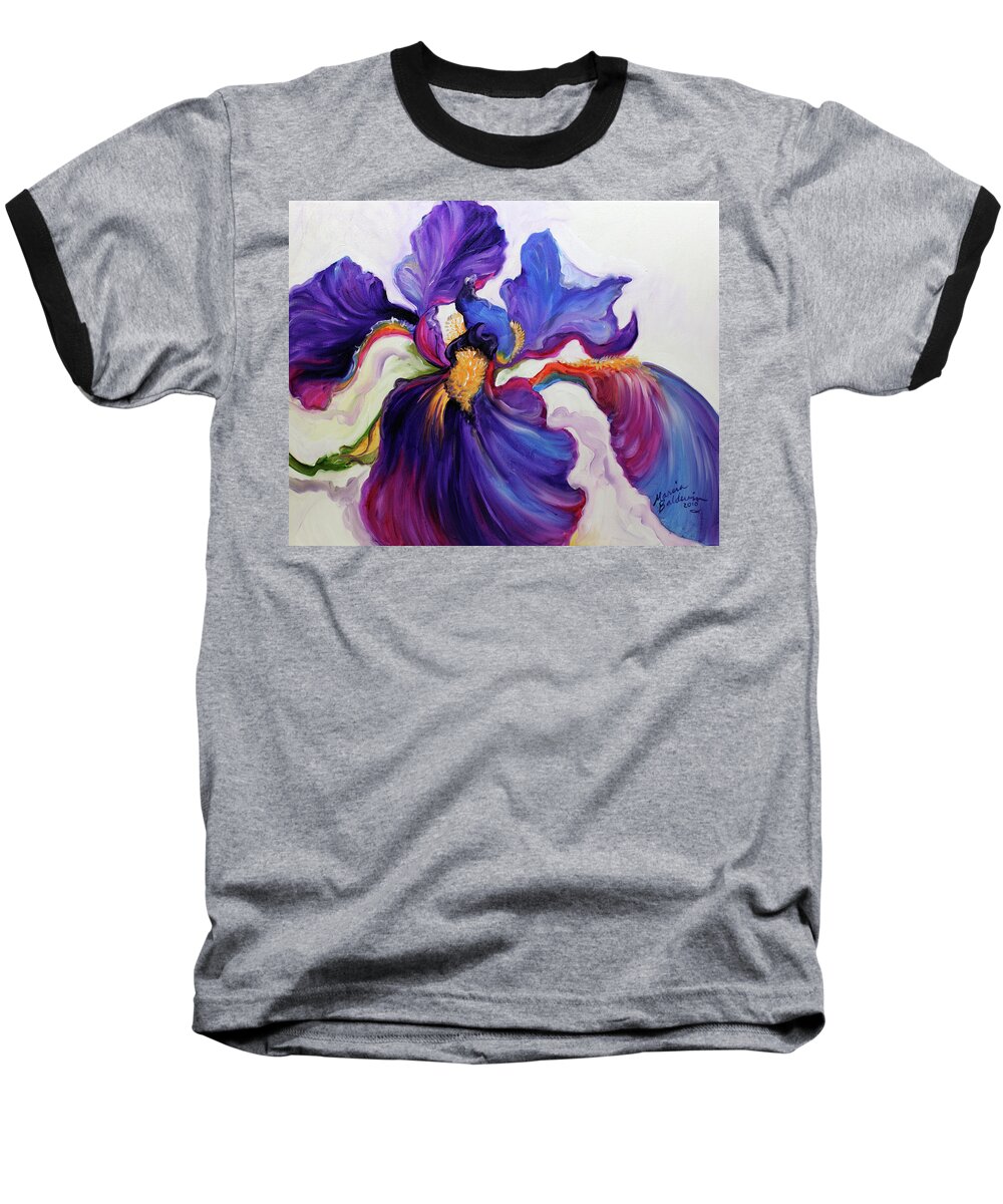 Iris Baseball T-Shirt featuring the painting Iris Serenity by Marcia Baldwin