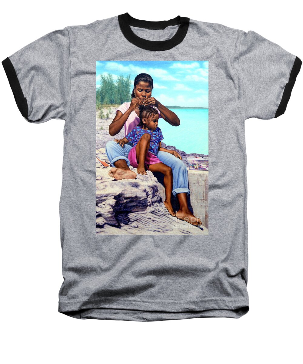 Mother Baseball T-Shirt featuring the painting Island Girls II by Nicole Minnis
