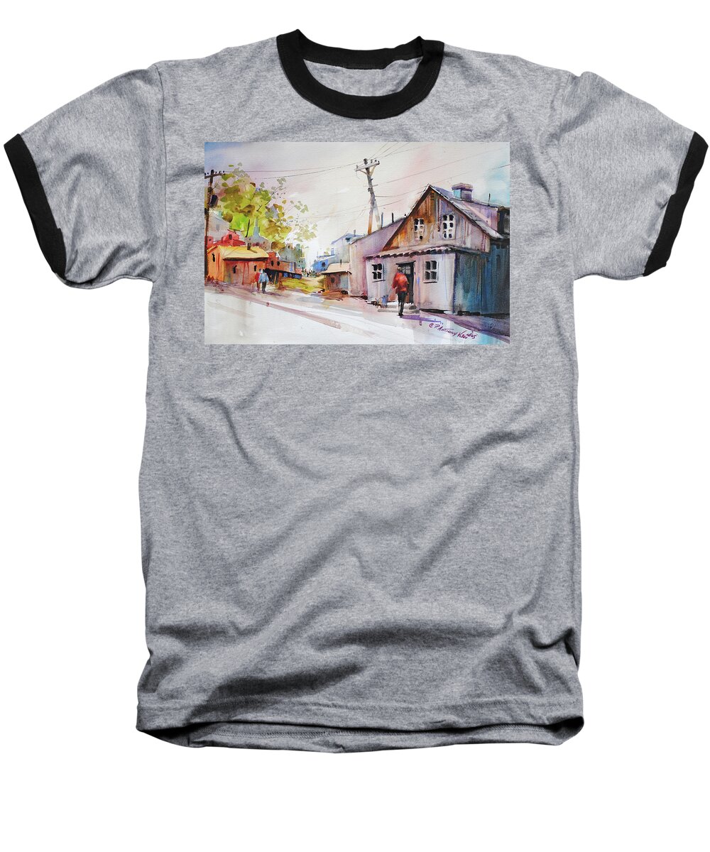 Visco Baseball T-Shirt featuring the painting Island Shipyard by P Anthony Visco