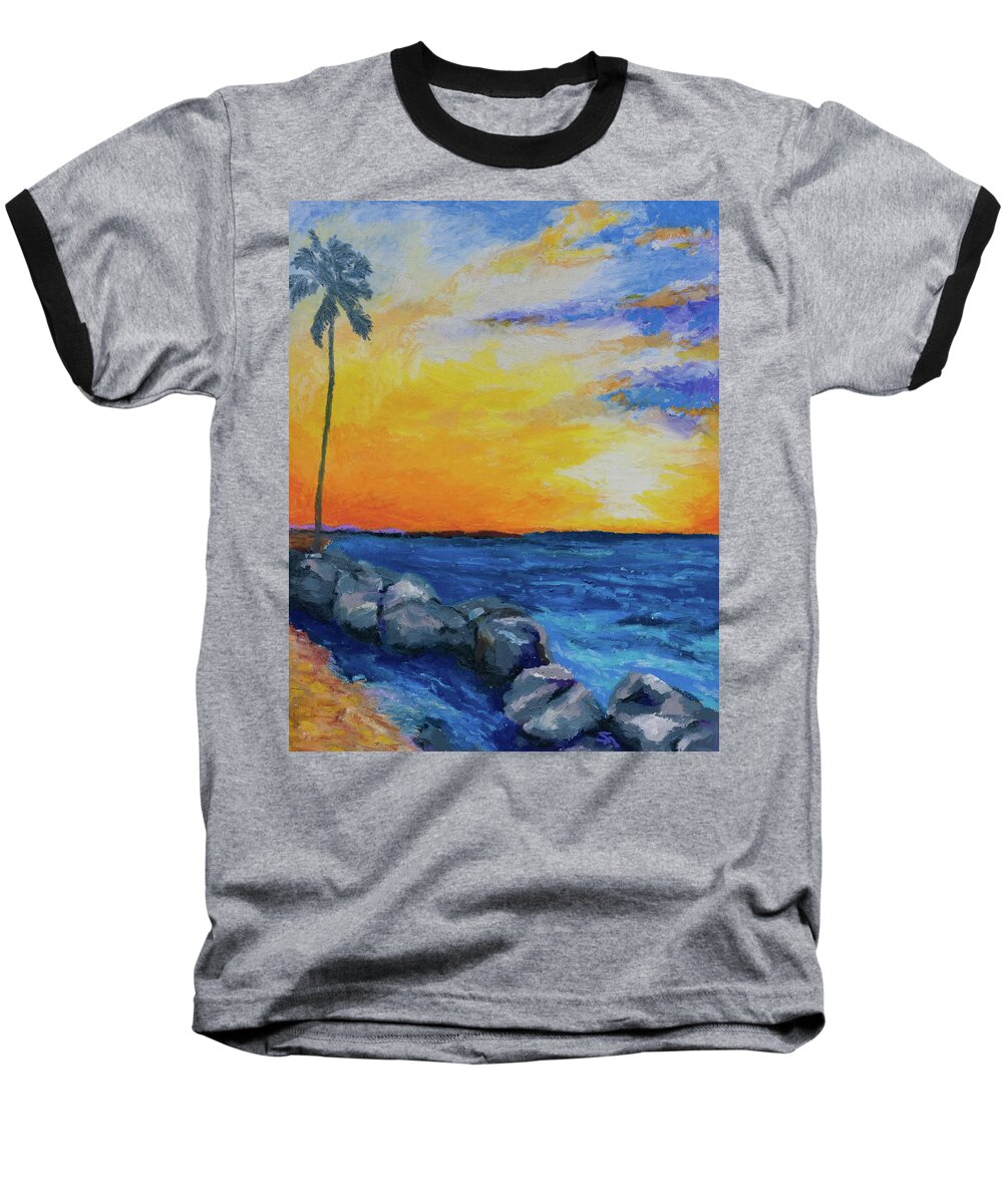 Beach Baseball T-Shirt featuring the painting Island Time by Stephen Anderson