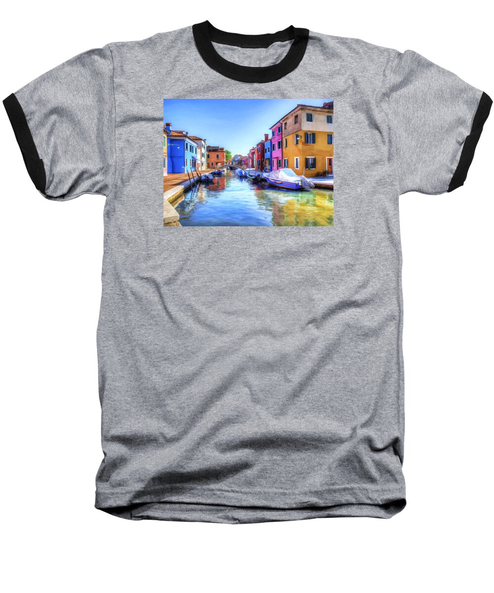 Isola Baseball T-Shirt featuring the painting Isola di Burano 2 by Dominic Piperata