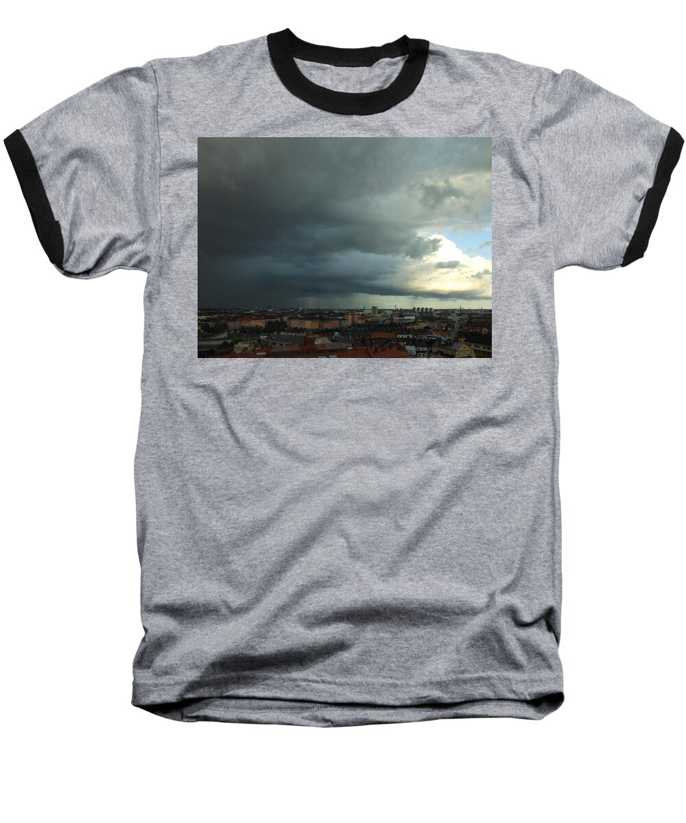View Over Town. Bad Weather Is Clearing. Baseball T-Shirt featuring the photograph It Gets Better by Ivana Westin