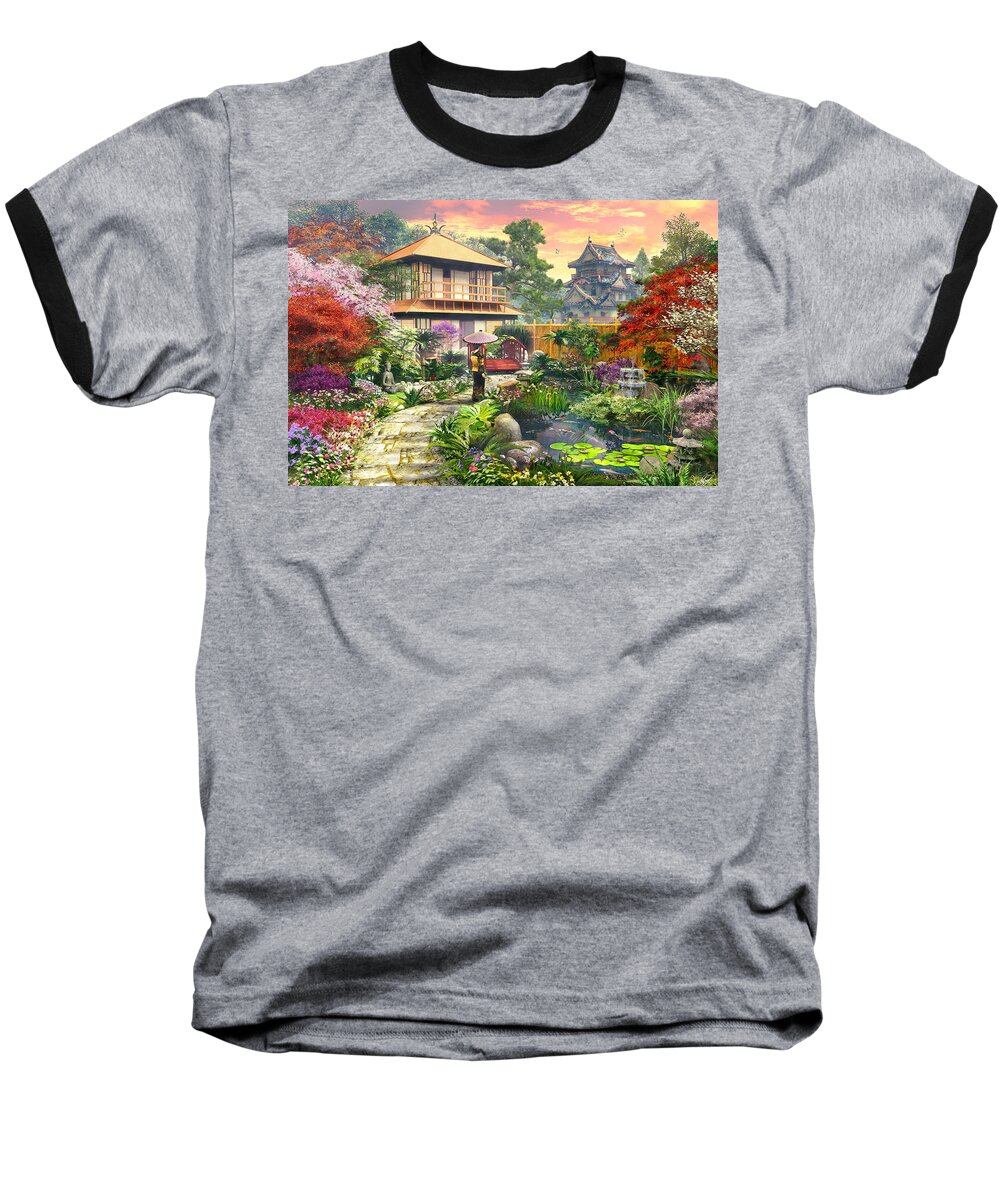 Horizontal Baseball T-Shirt featuring the digital art Japan garden Variant 2 by MGL Meiklejohn Graphics Licensing