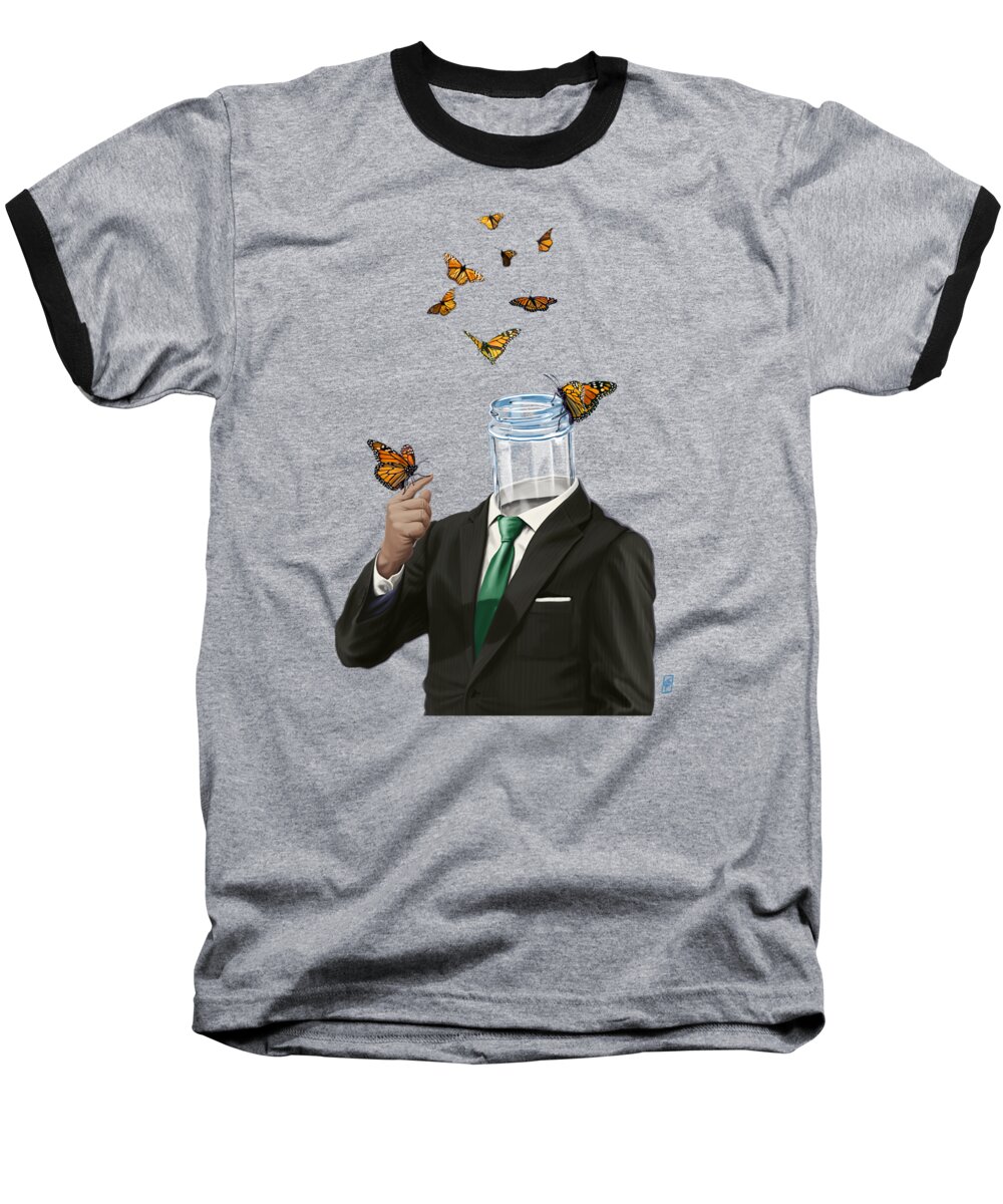 Butterfly Baseball T-Shirt featuring the digital art Jar by Rob Snow