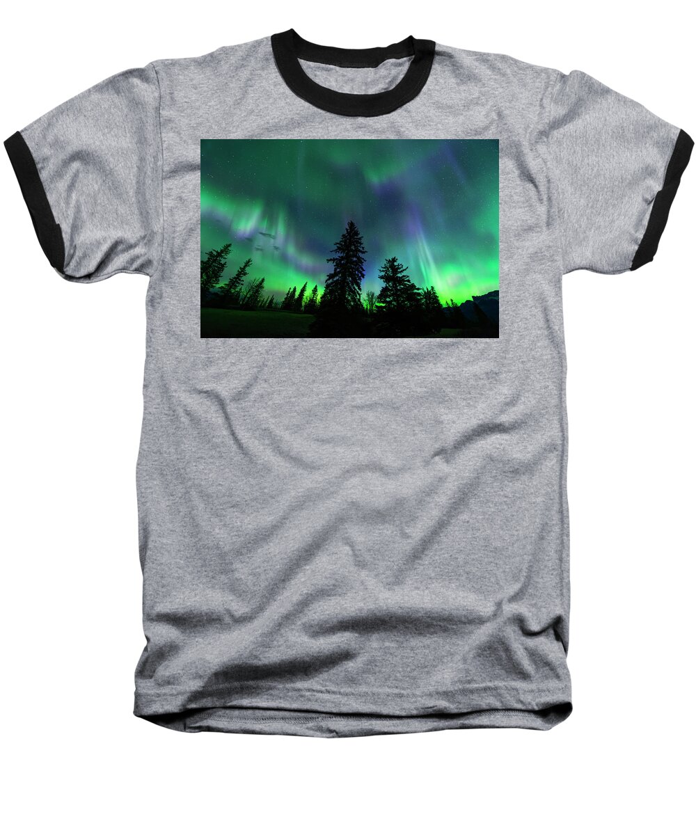 Aurora Borealis Baseball T-Shirt featuring the photograph Jasper National Park Aurora by Dan Jurak