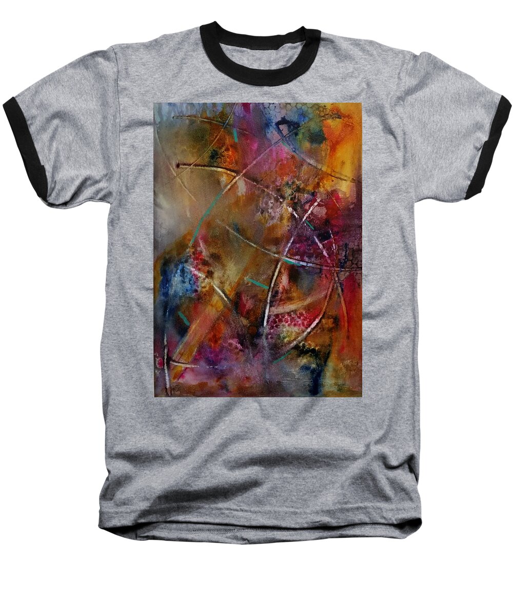 Ksg Baseball T-Shirt featuring the painting Jazzed by Kim Shuckhart Gunns