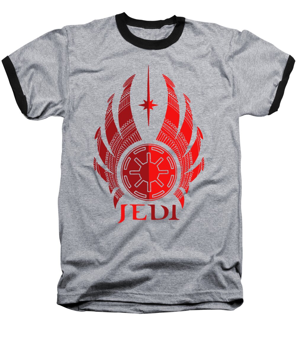 Jedi Baseball T-Shirt featuring the mixed media Jedi Symbol - Star Wars Art, Red by Studio Grafiikka