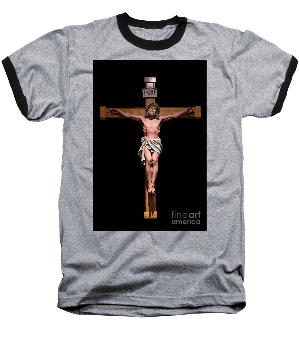 Crucifix Baseball T-Shirt featuring the photograph Jesus, Savior of the World by Bonnie Barry