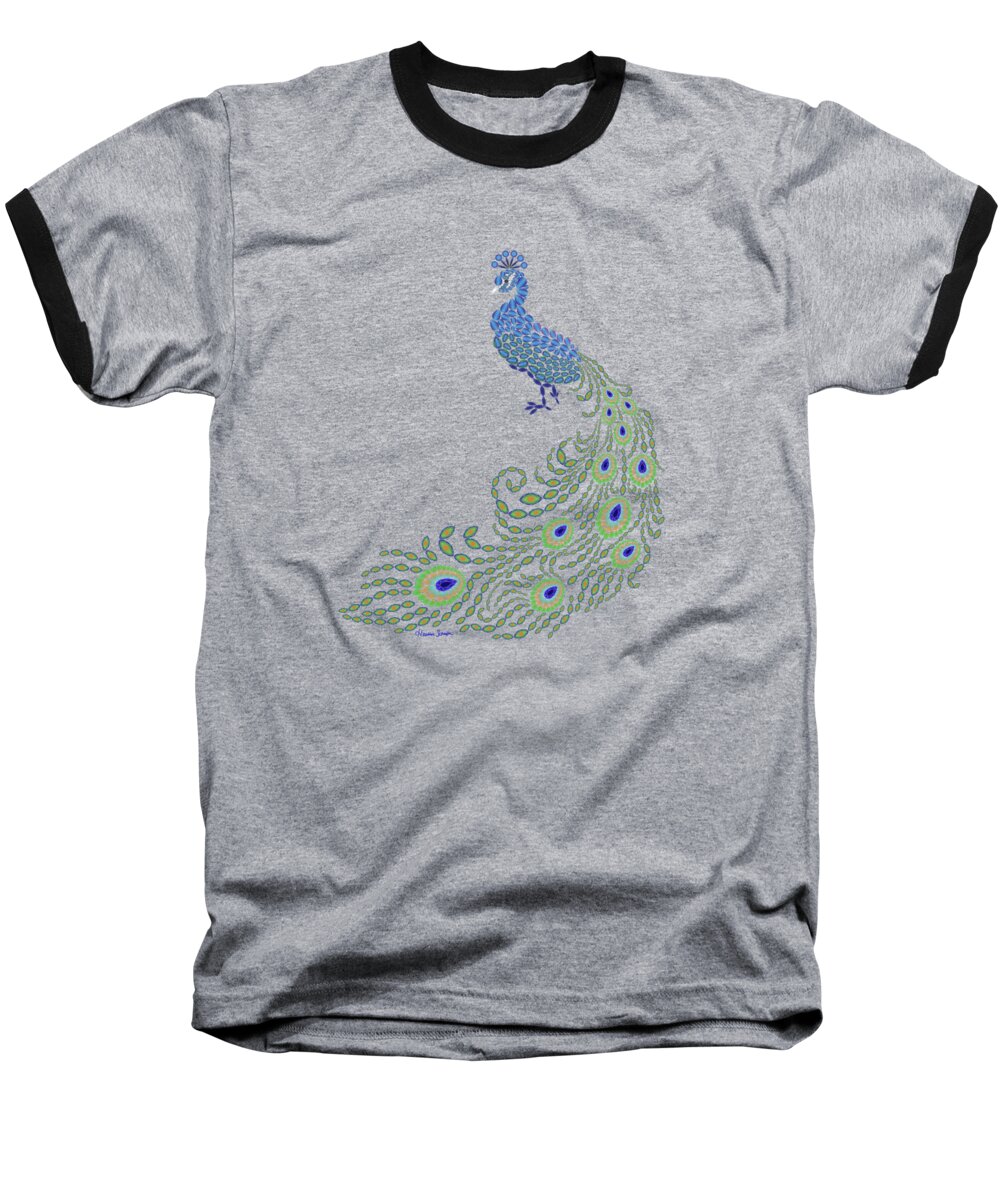 Digital Baseball T-Shirt featuring the digital art Jeweled Peacock by Heather Schaefer