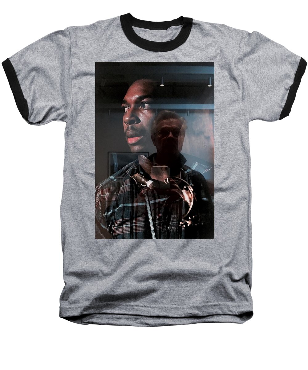 John Coltrane Baseball T-Shirt featuring the photograph John Coltrane and Me by Frank Winters