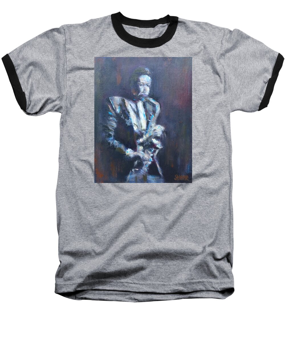 John Coltrane Baseball T-Shirt featuring the painting John Coltrane by Kathy Stiber