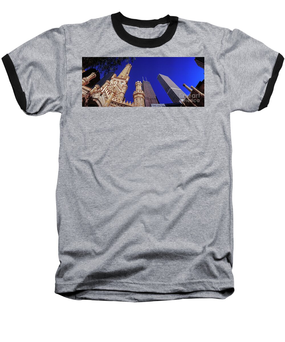 John Baseball T-Shirt featuring the photograph John Hancock Building and Water Tower Place by Tom Jelen