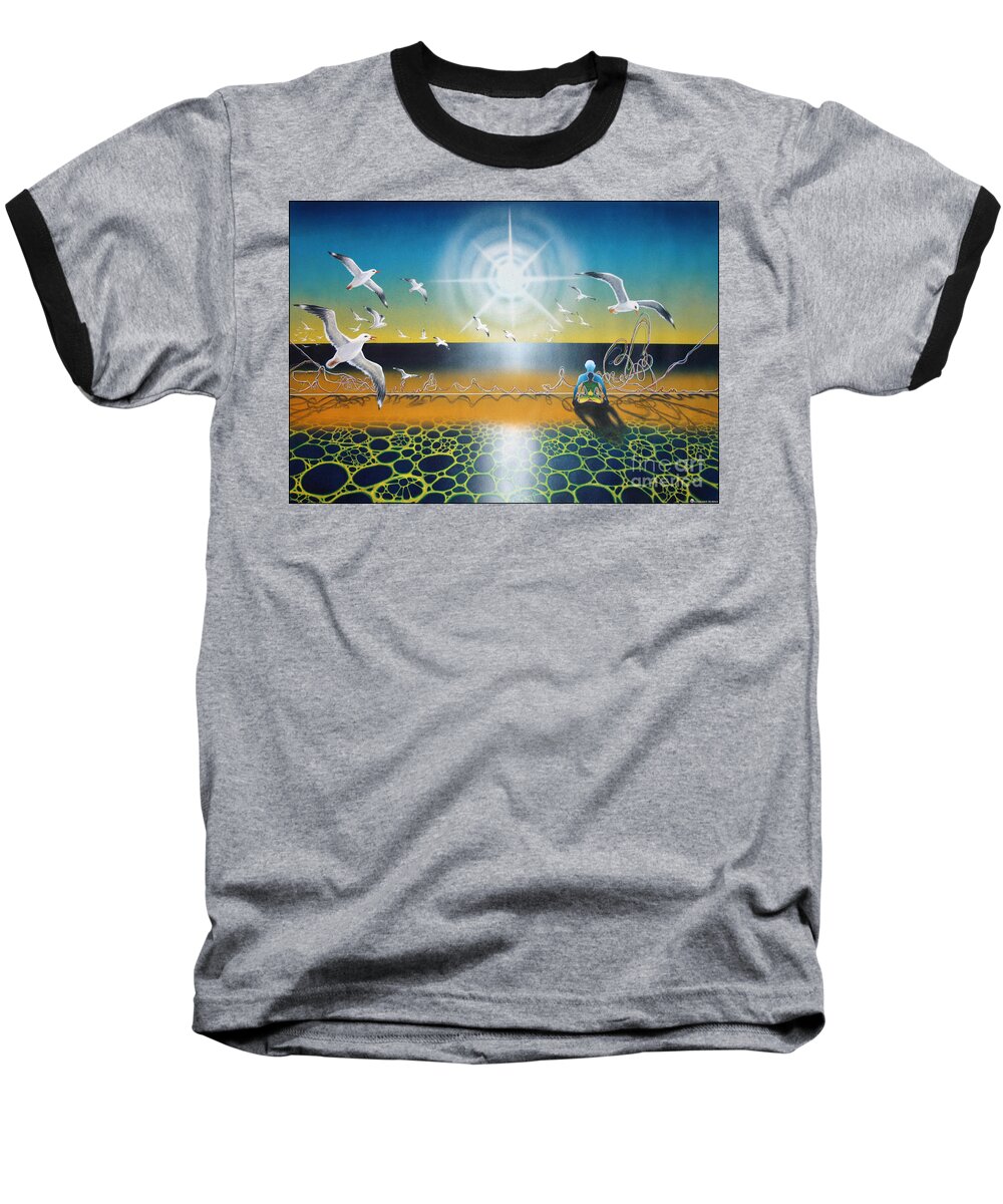 Surrealism Baseball T-Shirt featuring the painting Johnathan by Leonard Rubins