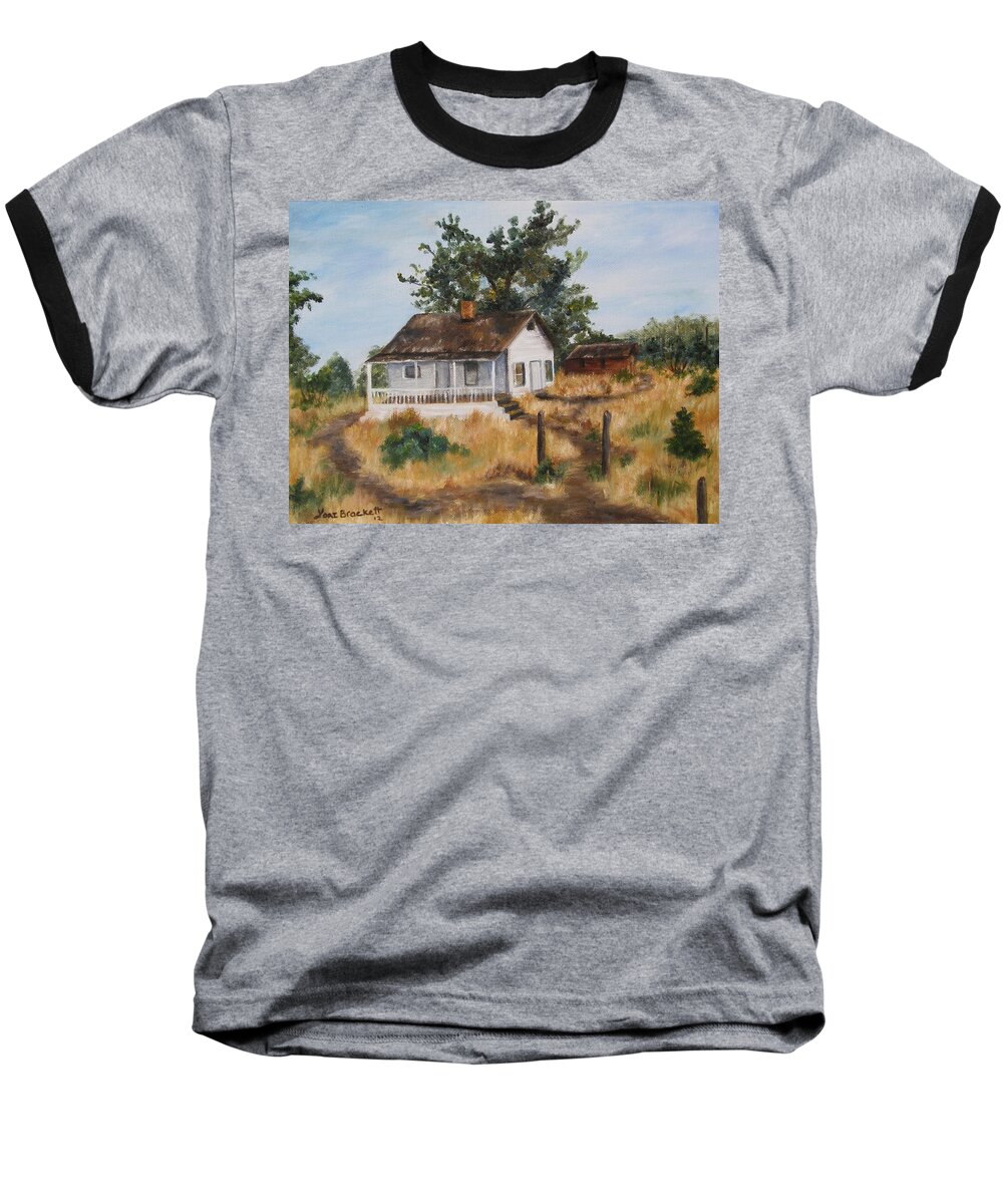 House Baseball T-Shirt featuring the painting Johnny's Home by Lori Brackett