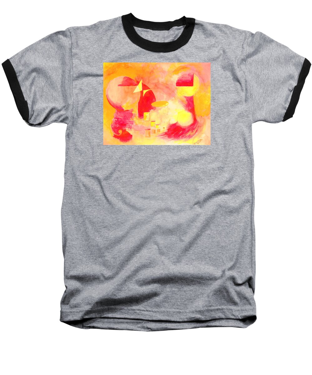 Abstract Baseball T-Shirt featuring the painting Joyful Abstract by Andrew Gillette