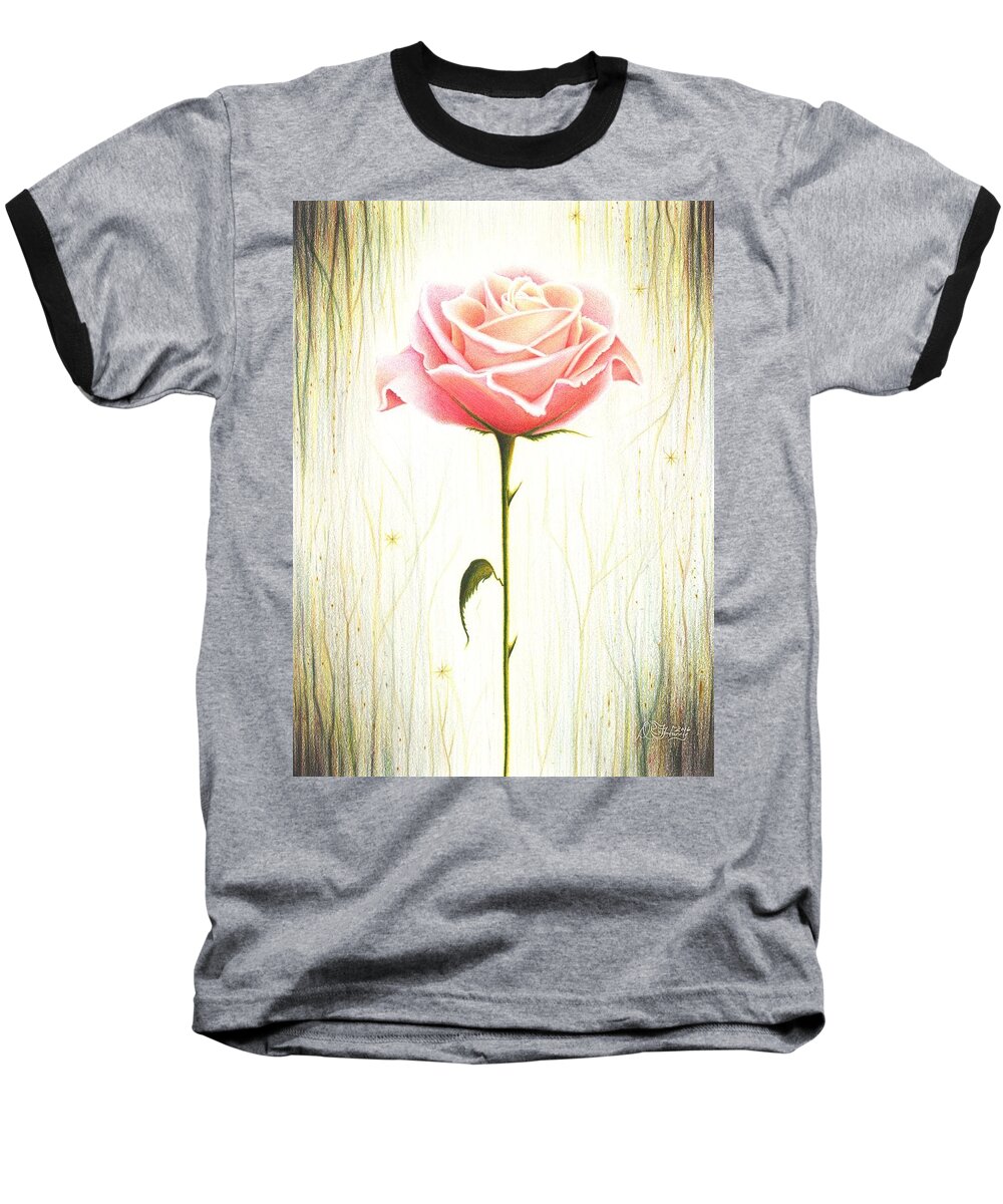 Rose Baseball T-Shirt featuring the drawing Just Another Common Beauty by Danielle R T Haney