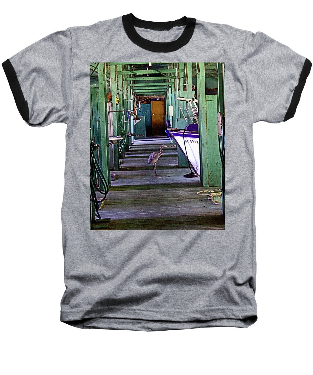Great Blue Heron Baseball T-Shirt featuring the digital art Just Look'n Not Buy'n by Joseph Coulombe