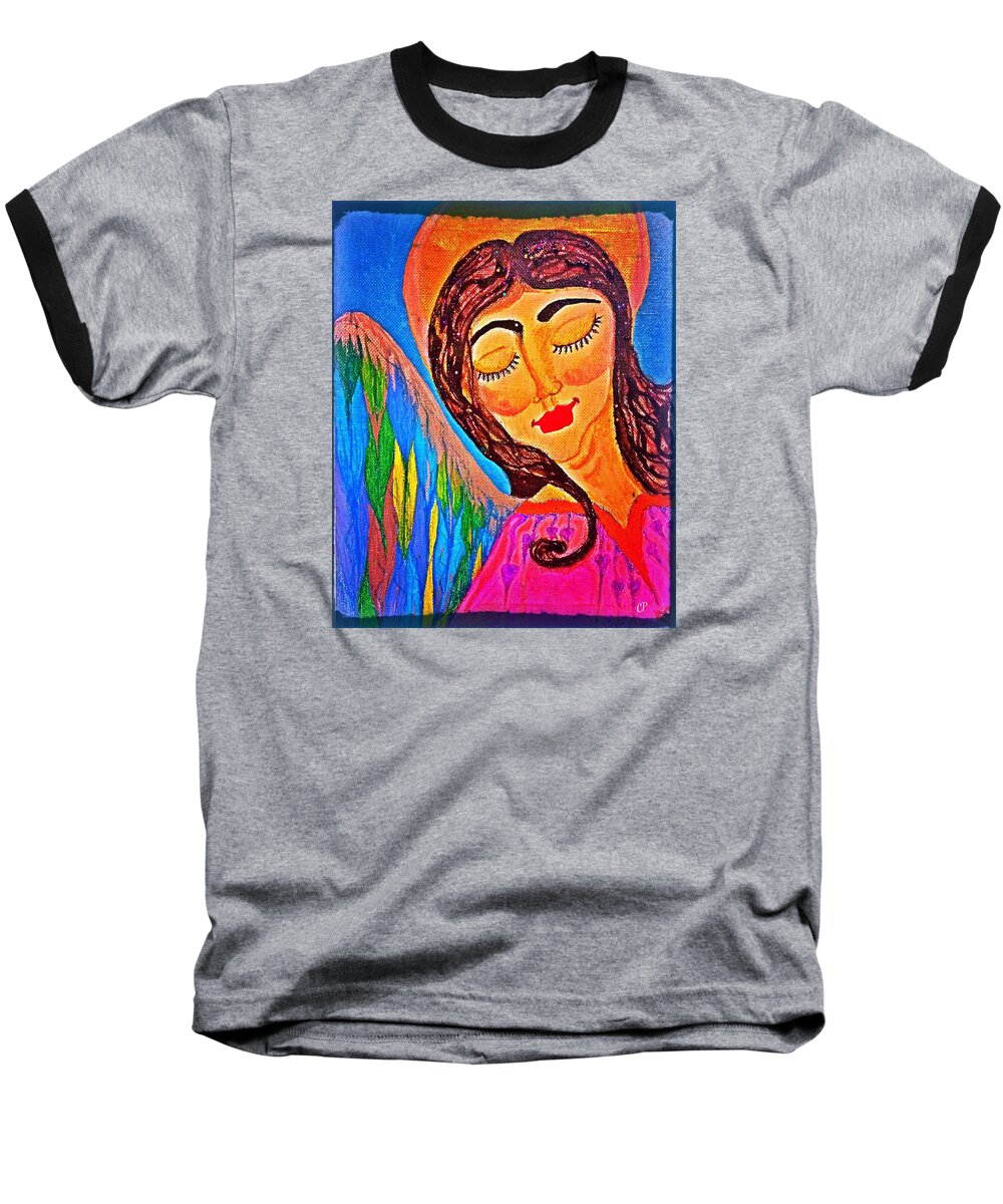 Angel Baseball T-Shirt featuring the painting Kaeylarae by Christine Paris