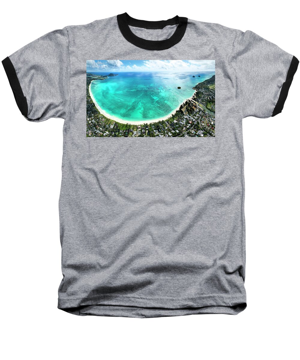Lanikai Beach Baseball T-Shirt featuring the photograph Kailua - Lanikai overview by Sean Davey