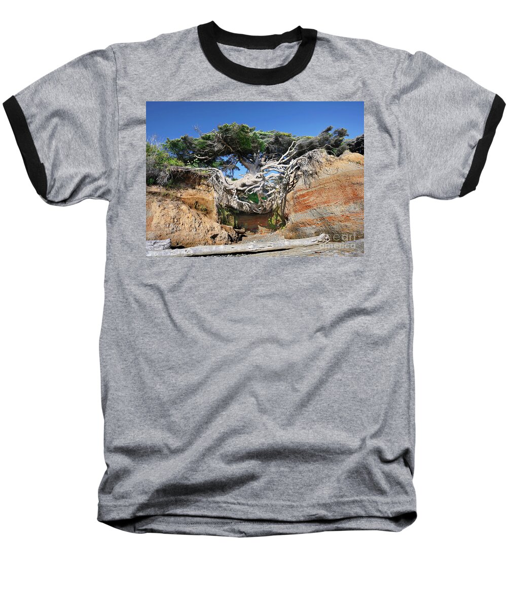 Kalaloch Baseball T-Shirt featuring the photograph Kalaloch Tree of Life by Martin Konopacki