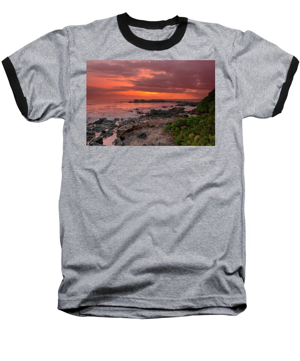 Kama'ole Baseball T-Shirt featuring the photograph Kama'ole Sunset by Susan Rissi Tregoning