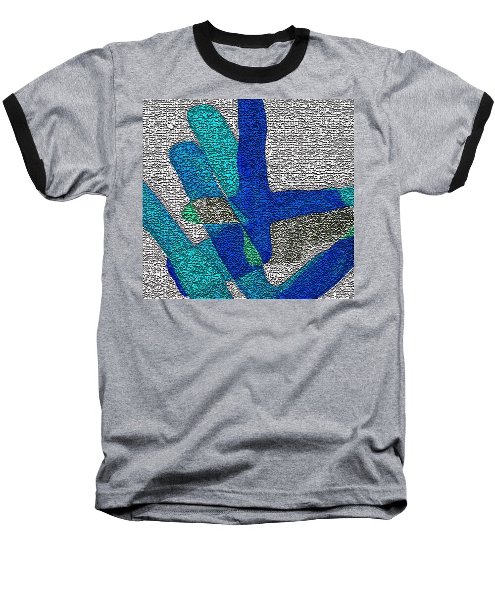 Abstract Baseball T-Shirt featuring the digital art Karlheinz Stockhausen Tribute Falling Shapes Digital One by Dick Sauer
