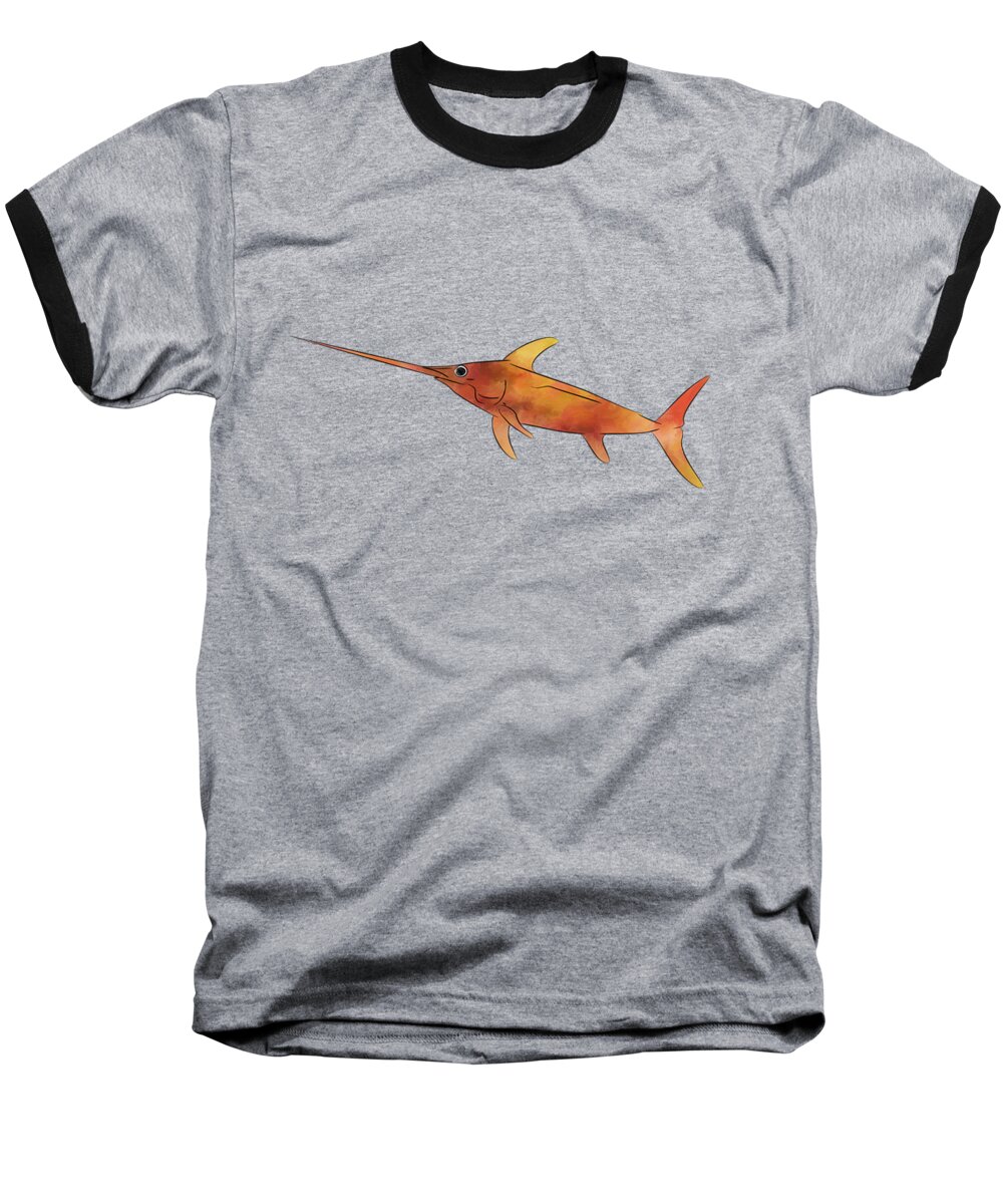 Swordfish Baseball T-Shirt featuring the painting Kessonius V1 - amazing swordfish by Cersatti