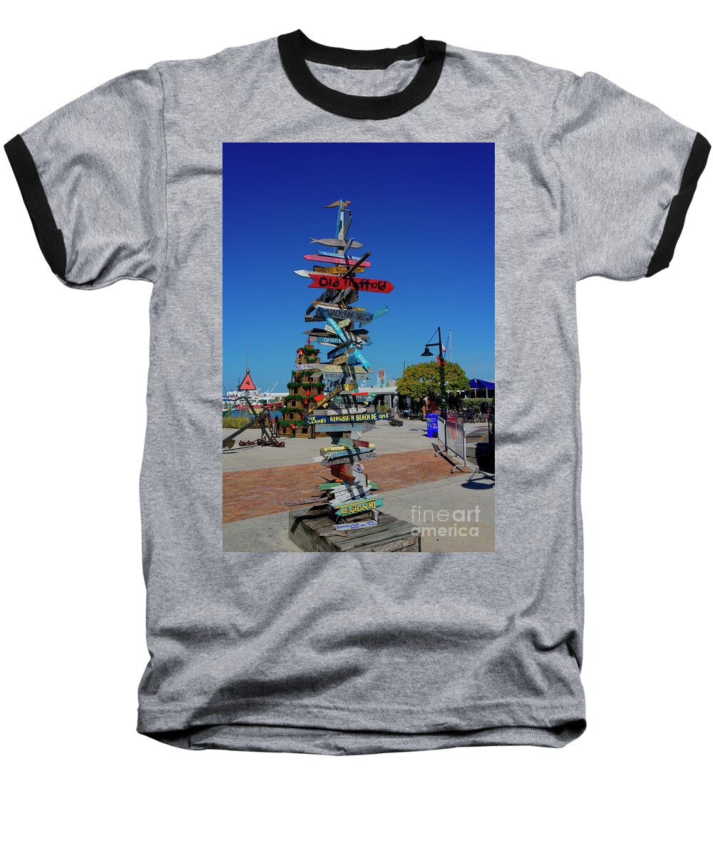 Beach Baseball T-Shirt featuring the photograph Key West Destination Sign by Ules Barnwell