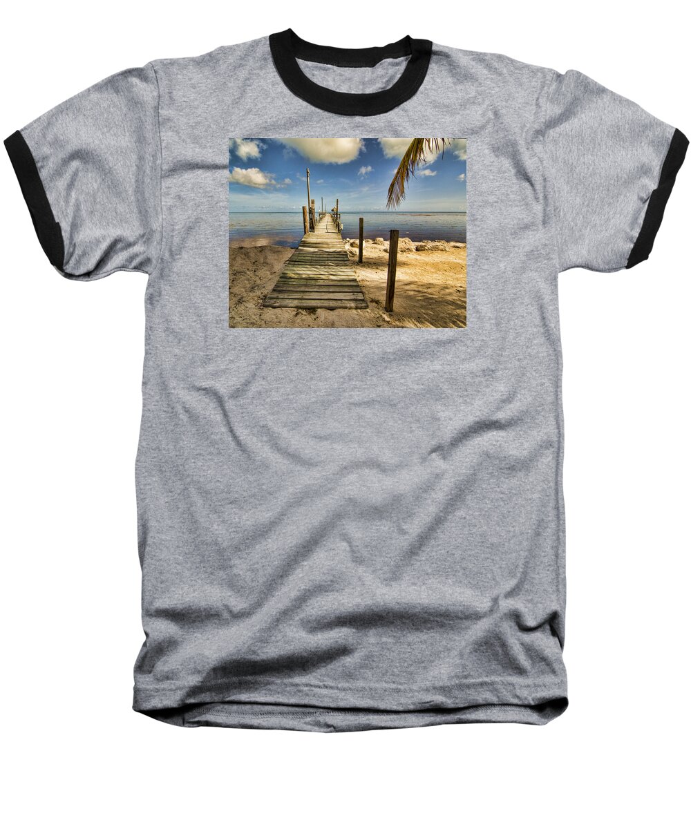 Dock Baseball T-Shirt featuring the photograph Keys Dock by Don Durfee