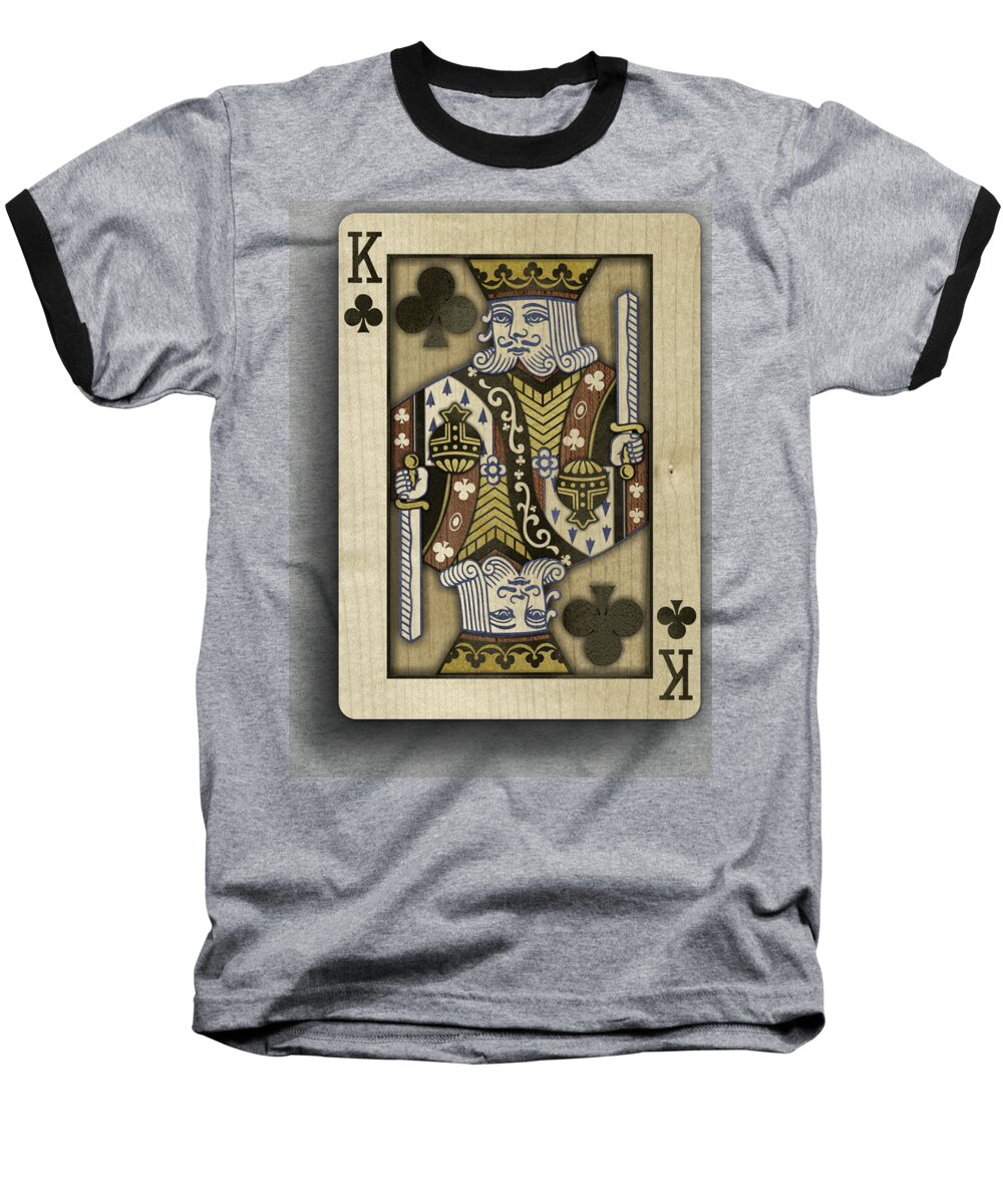 King Of Clubs Baseball T-Shirt featuring the photograph King of Clubs in Wood by YoPedro