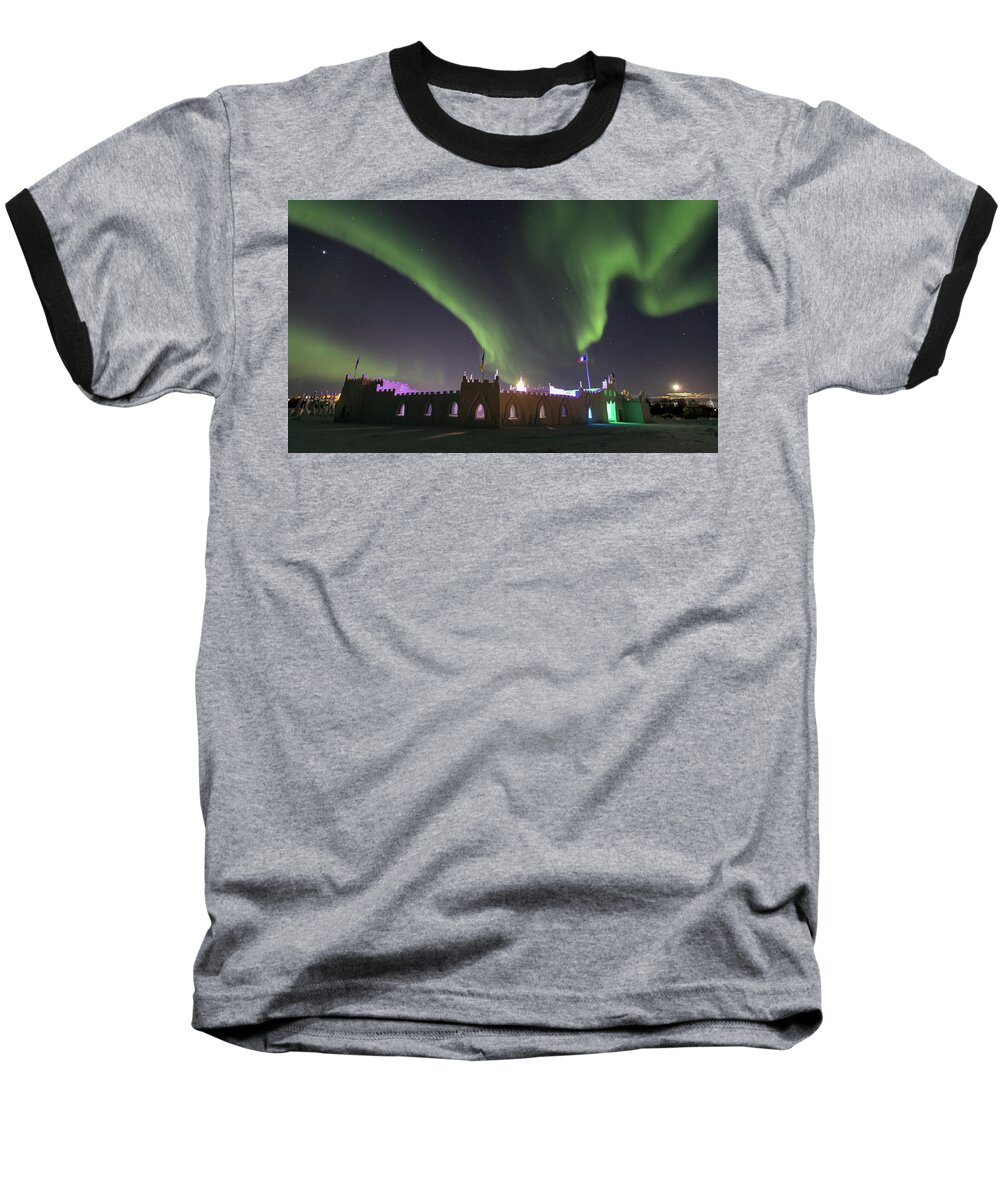 Aurora Borealis Baseball T-Shirt featuring the photograph King of the Castle by Valerie Pond