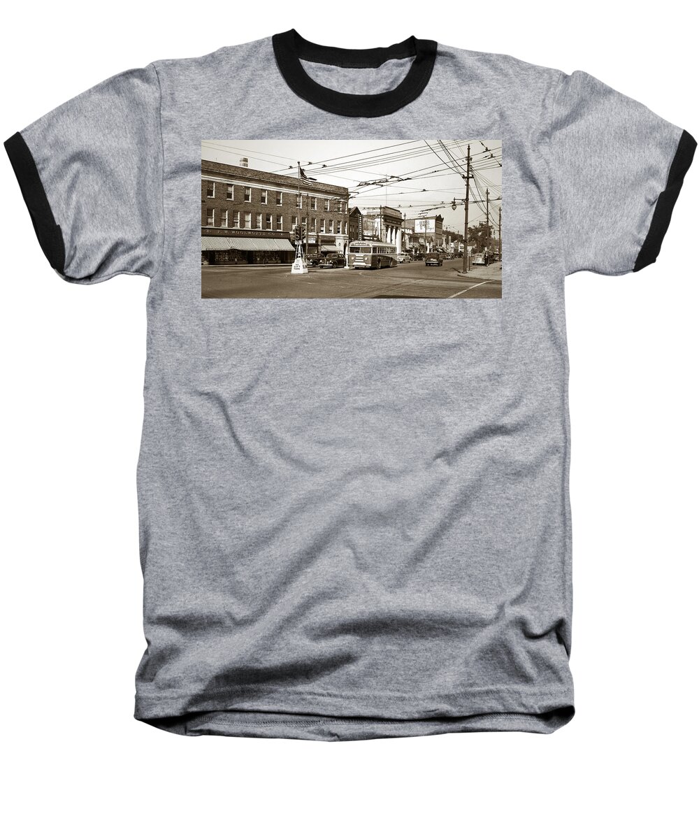 Kingston Corners Baseball T-Shirt featuring the photograph Kingston Corners Kingston PA Early 1950s by Arthur Miller