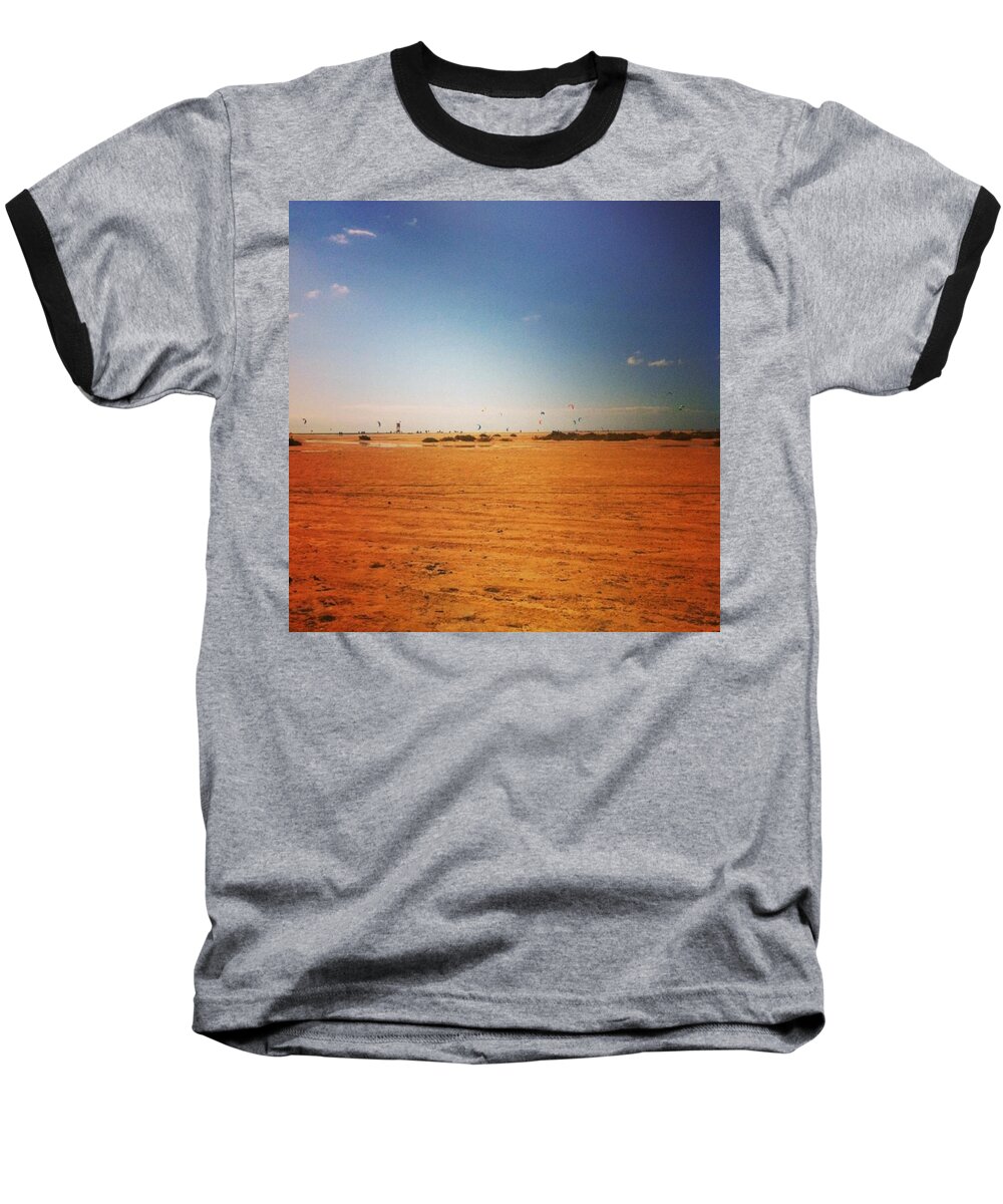 Hot Baseball T-Shirt featuring the photograph #kites #in #distance #beach #sand by M K
