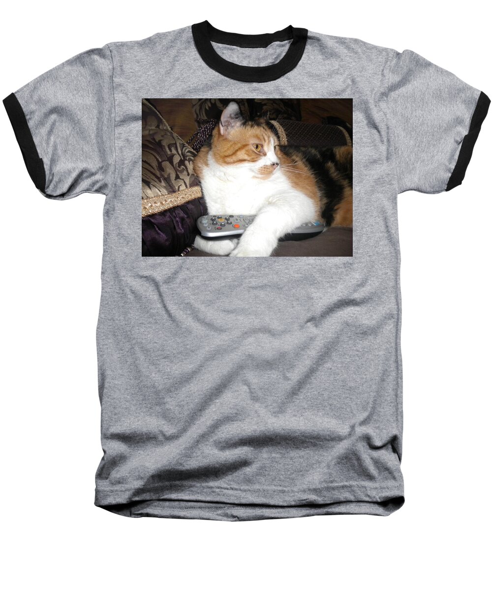 Calico Baseball T-Shirt featuring the photograph Kitty Control by Bridgette Gomes