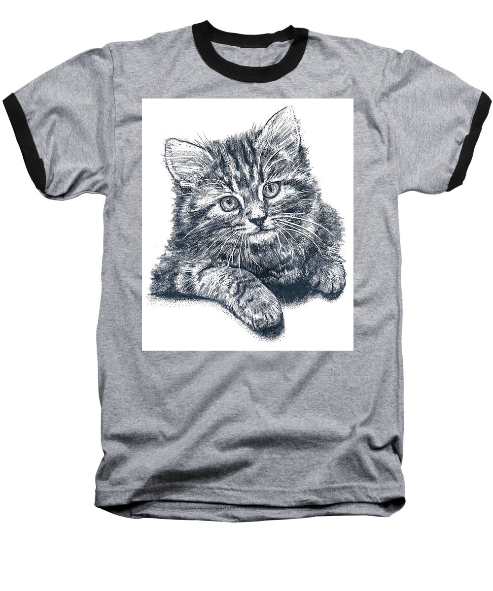 Kitty Car Cute Pet Baseball T-Shirt featuring the mixed media Kitty by Murry Whiteman