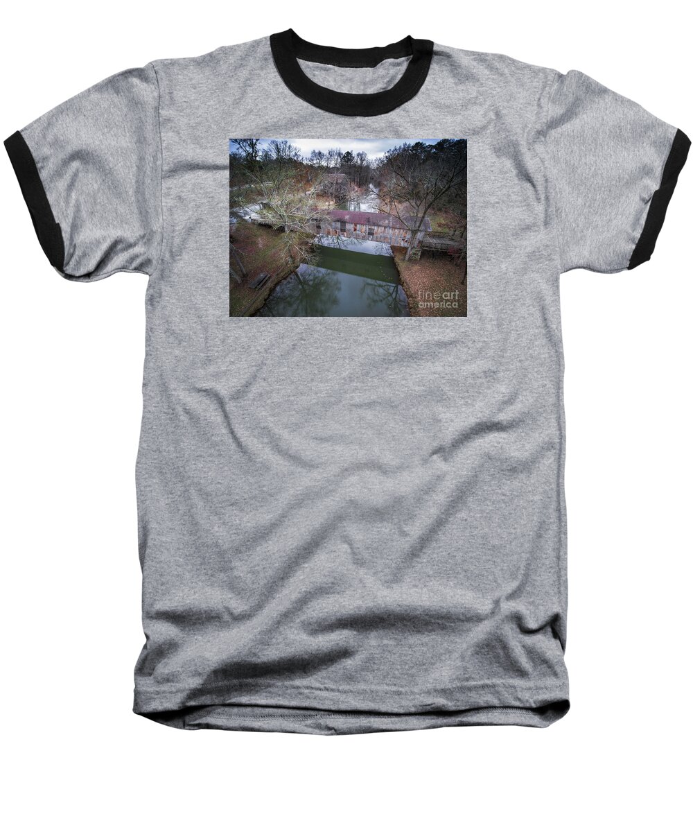 Kymulga Baseball T-Shirt featuring the photograph Kymulga Covered Bridge Aerial 2 by Ken Johnson