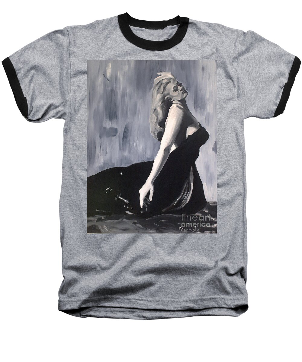 Movie Scene Baseball T-Shirt featuring the painting La Dolce Vita #1 by Mary Capriole