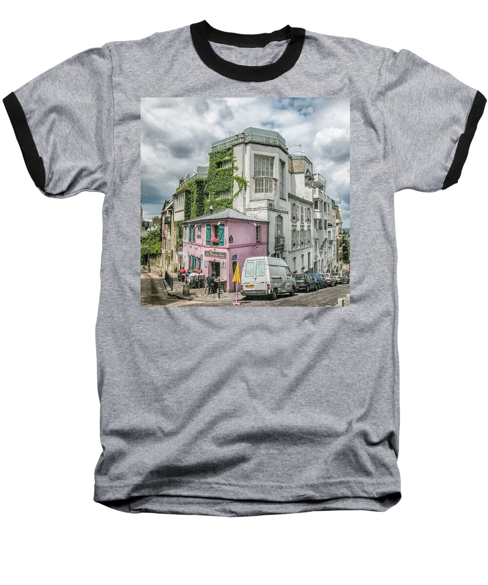 France Baseball T-Shirt featuring the photograph La Maison Rose by Alan Toepfer