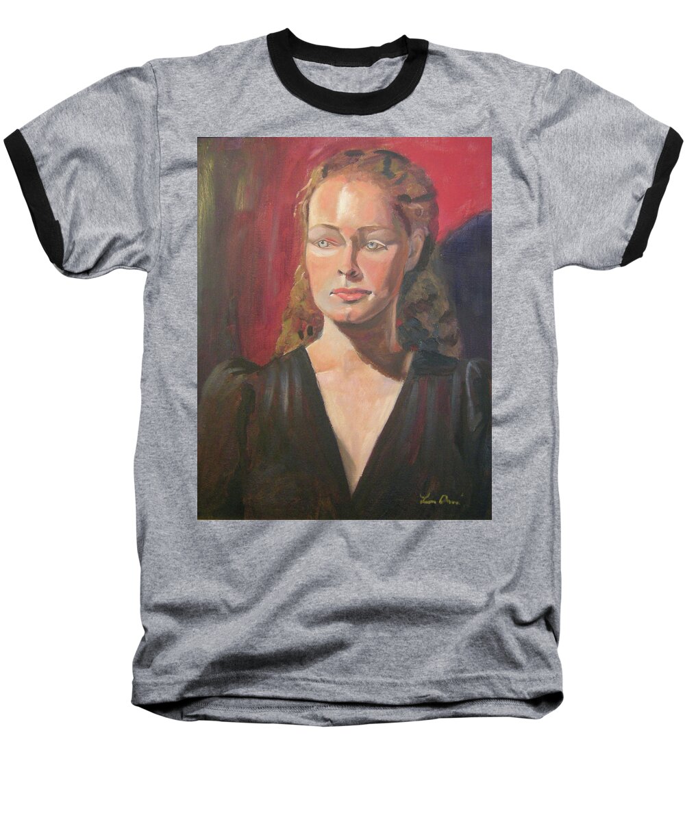 Portrait Baseball T-Shirt featuring the painting Lady Ann by Lilibeth Andre