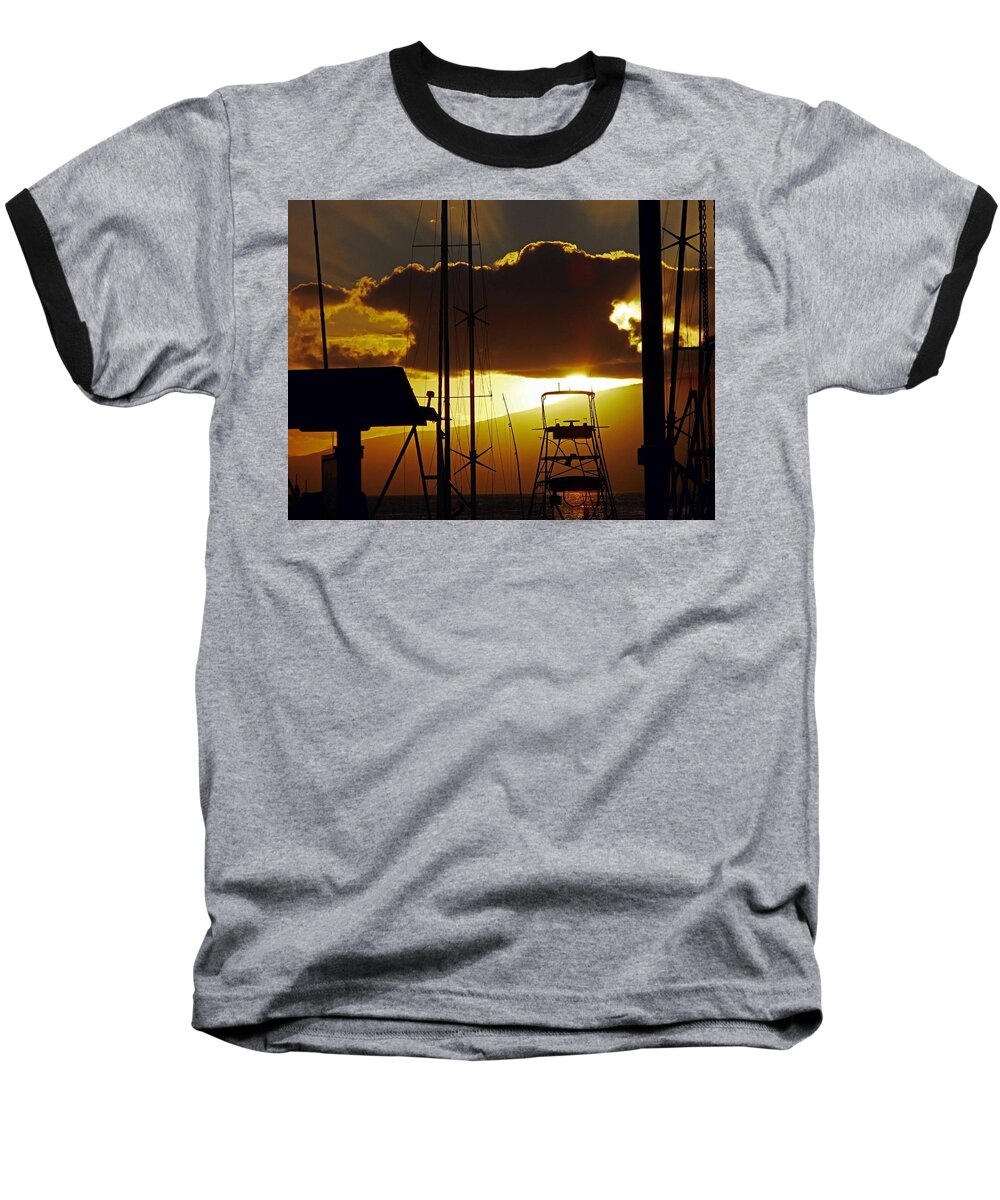 Lahaina Baseball T-Shirt featuring the photograph Lahaina Sunsets 5 by Ron Kandt