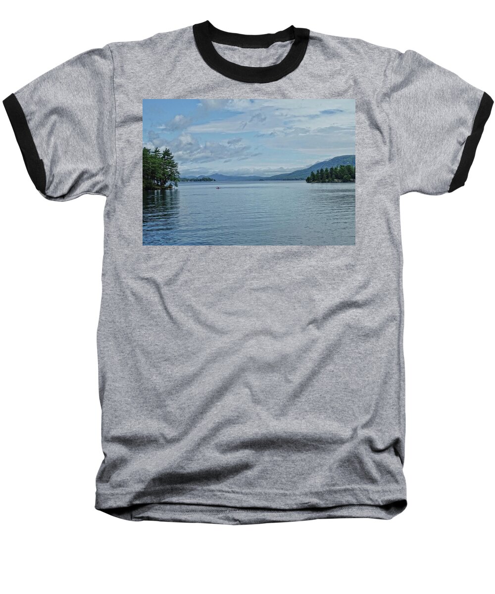 Lake Baseball T-Shirt featuring the photograph Lake George Kayaker by Russel Considine
