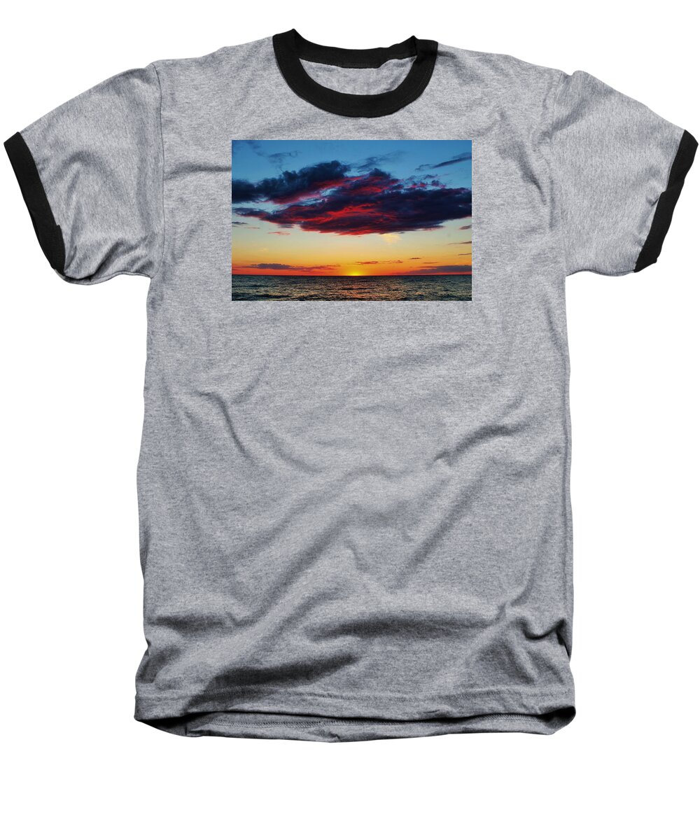 Sunset Baseball T-Shirt featuring the photograph Lake Huron Sunset by Karl Anderson