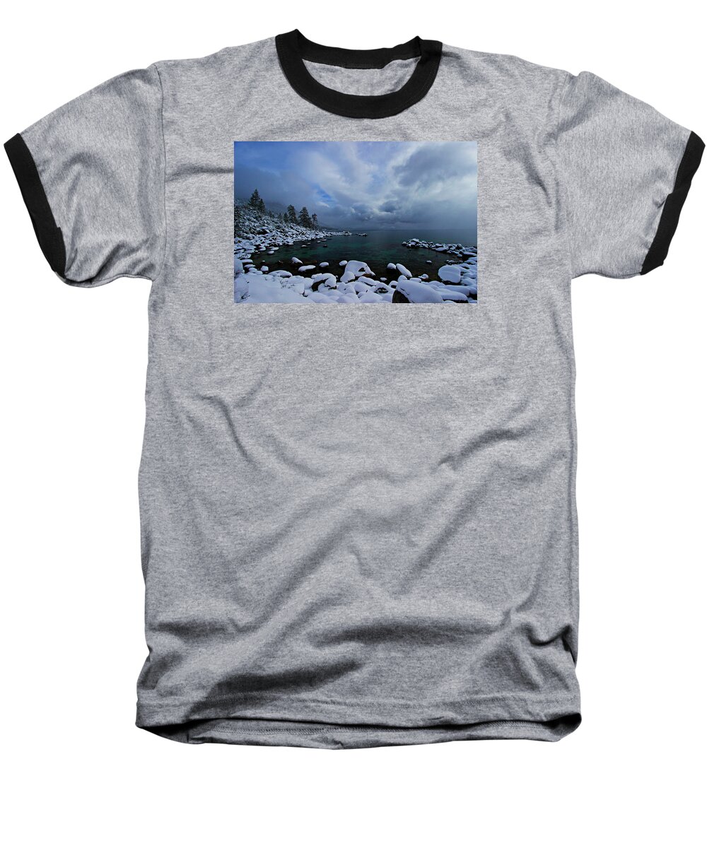  Lake Tahoe Baseball T-Shirt featuring the photograph Lake Tahoe Snow Day by Sean Sarsfield
