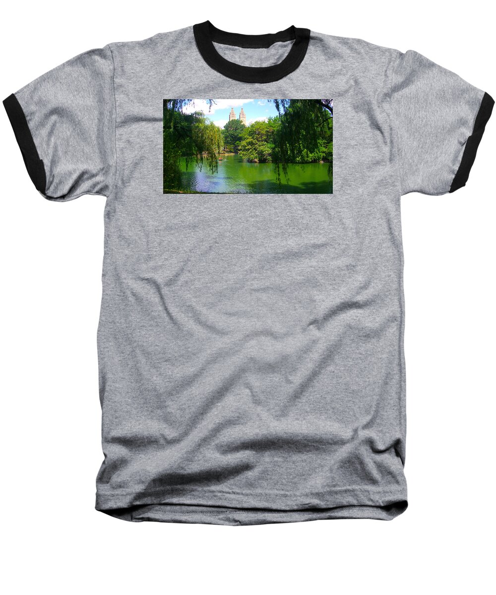 Natureprint Baseball T-Shirt featuring the photograph Lakeside In Manhattan, New York by Monique Wegmueller