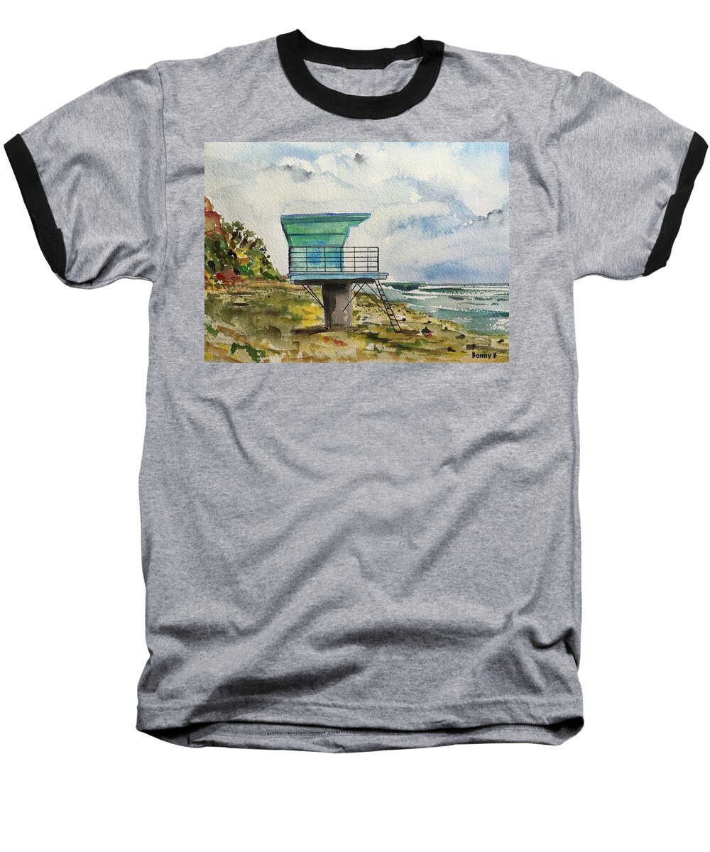 Beach Baseball T-Shirt featuring the painting Leslie's Spot by Bonny Butler
