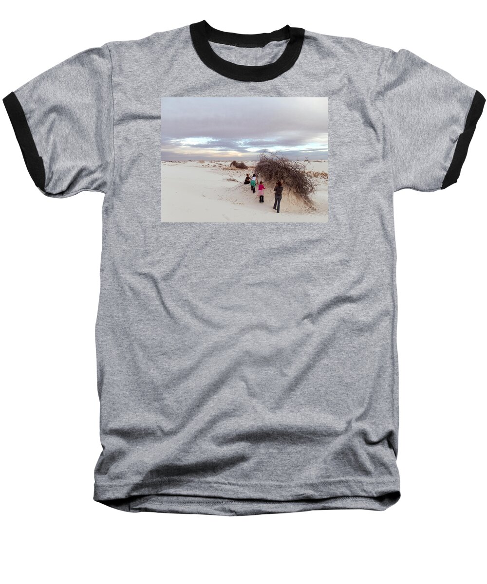 White Sands Baseball T-Shirt featuring the photograph Exploring the Dunes by Christopher Brown