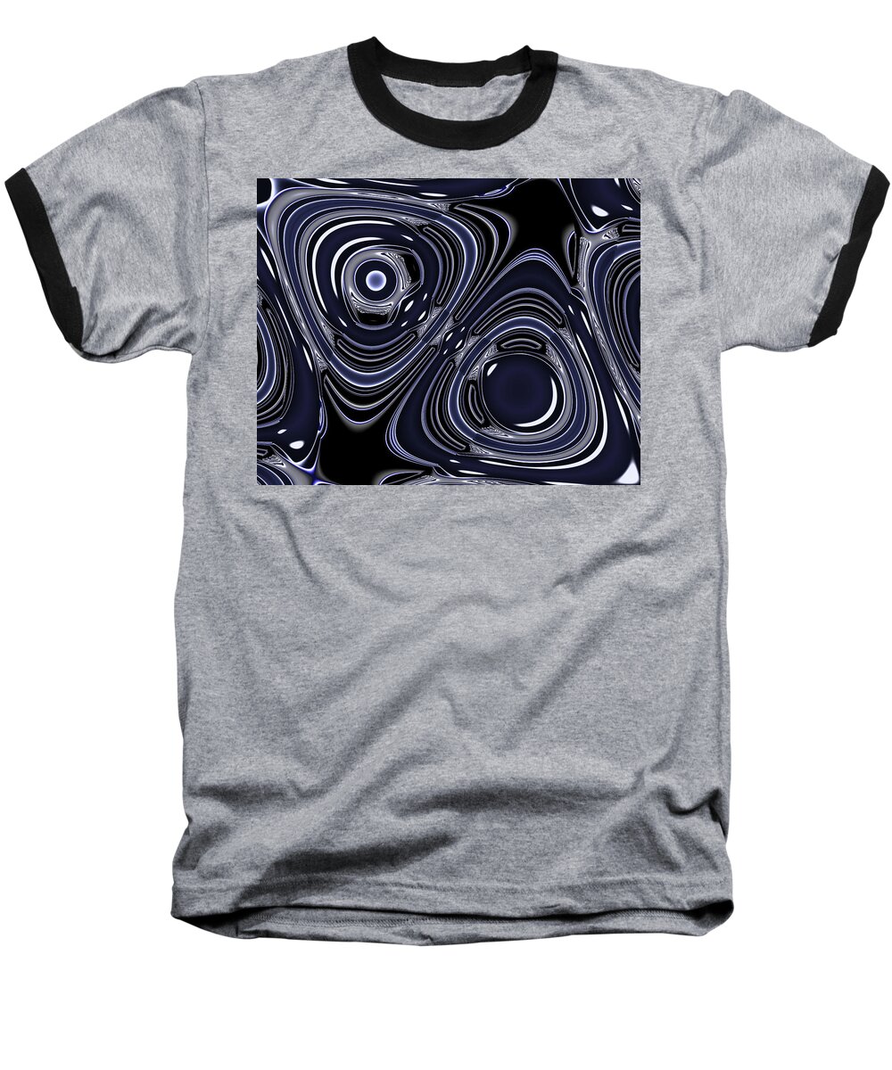 Abstract Baseball T-Shirt featuring the digital art Lapis and Chrome Abstract by Judi Suni Hall